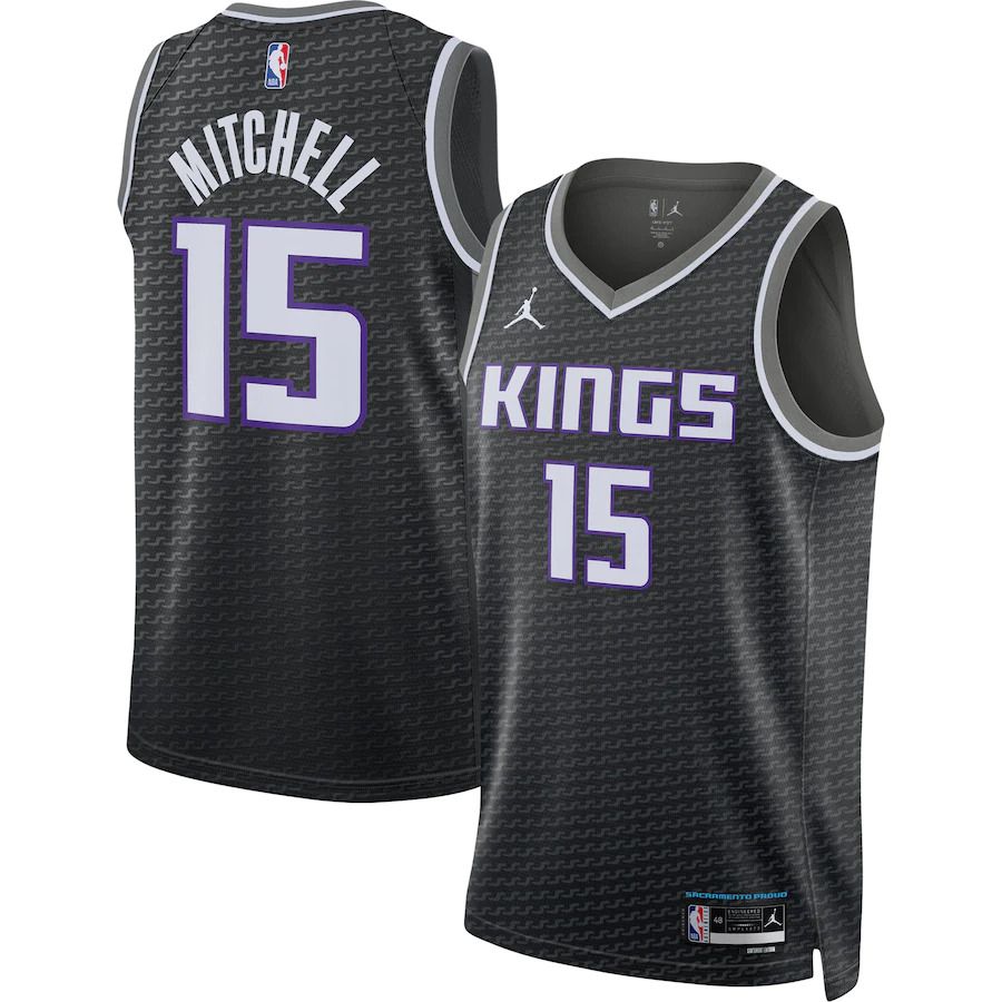 Men Sacramento Kings 15 Davion Mitchell Jordan Brand Black 2022-23 Statement Edition Swingman NBA Jersey